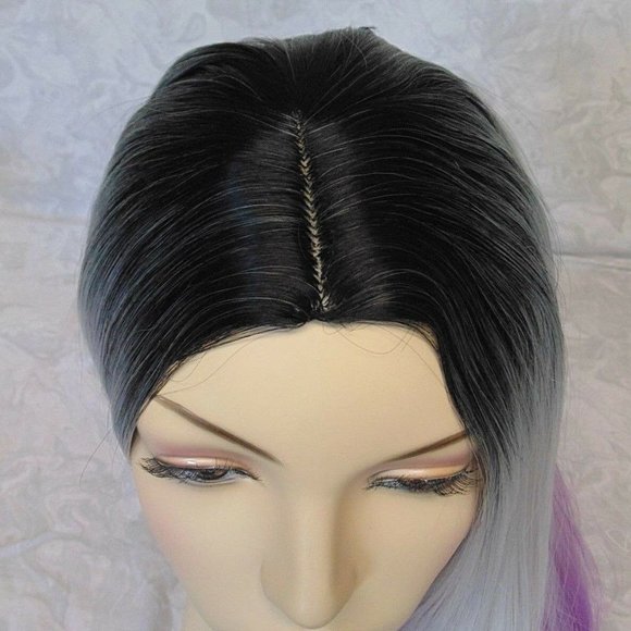 Long Thick Wavy Black Purple Heat Resistant Wig main image 5